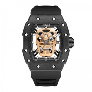 Baogela Skull Tonneau Watch Top Brand Quartz rostfritt stål Klockor Vattentät kreativ klocka Silikon Rem handledsklocka Rose 4141