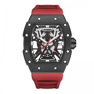 Baogela Top Brand Dominant Tonneau Mechanical Industrial Style Skeleton Lysande vattentäta sportklockor Steel Silicone Watch 4147