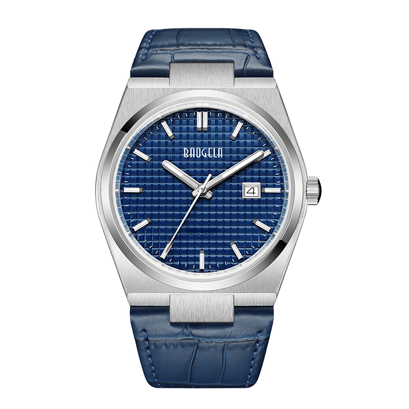 Baogela 40mm Men Business Watches Quartz Sport Casual äkta läder armbandsur 50 ton vattentät manlig klocka Relogio Masculino 22802