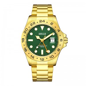 Baogela Nya män Luxury Watch 304 Rostfritt stål Lysande Dial 50m Dykningsmodepar Sport Watch Wristwatch Gold Green 22806